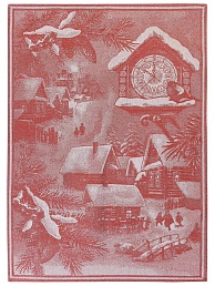 Полотенце с жаккардовым рисунком "Новогоднее время" / Красное